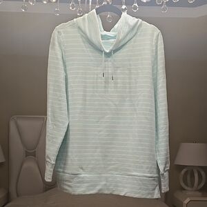 L.L. Bean Light Blue Striped Hoodie